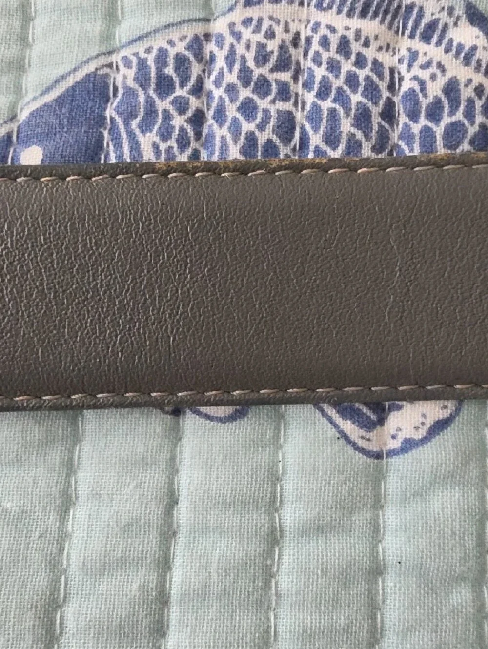 Men's Gold Buckle Reversible Gray/Navy Leather Belt Men's Belt